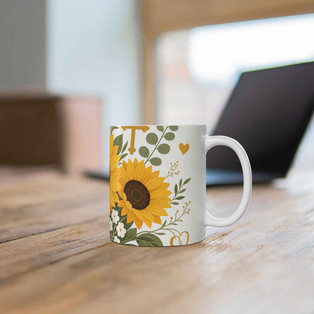 Blessed Mama Sunflower Coffee Mug – Christian Mom Gift – Faith Mom Mug – Grateful Mama Cup – 11oz