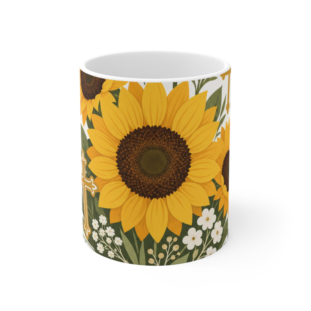 Blessed Mama Sunflower Coffee Mug – Christian Mom Gift – Faith Mom Mug – Grateful Mama Cup – 11oz