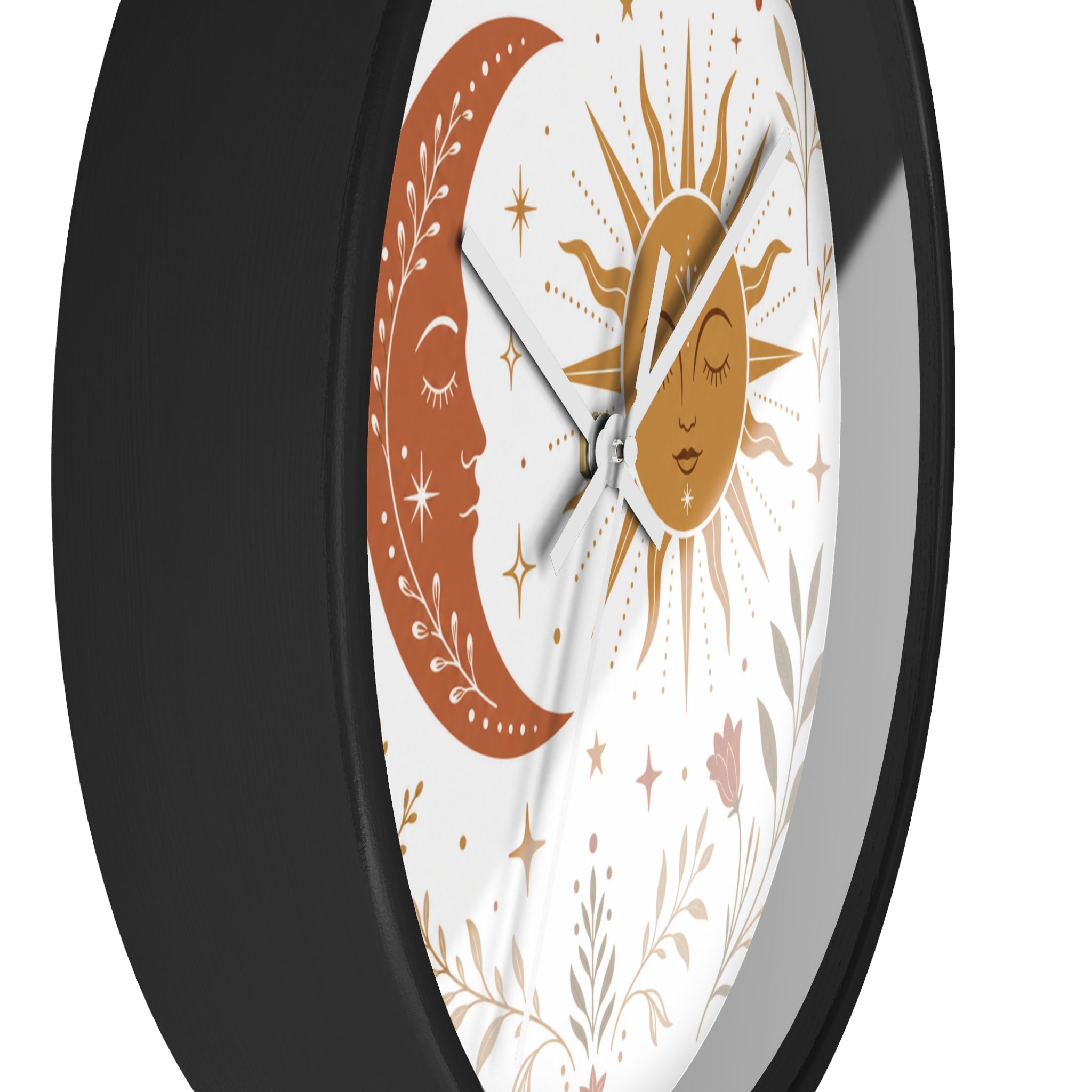 Boho Sun And Moon Wall Clock | Celestial Home Decor Clock | Aesthetic Nursery Or Living Room Clock